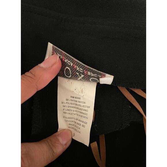 Juniors Midi Skirt Size 9 Black Lace Up Slit Stretch Grunge 90s Y2K READ - Picture 5 of 8